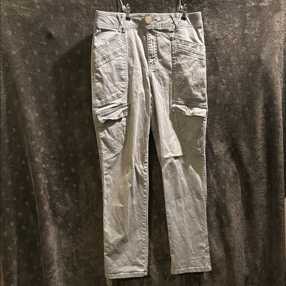 Democracy Straight Leg Cargo Jeans in Light Gray